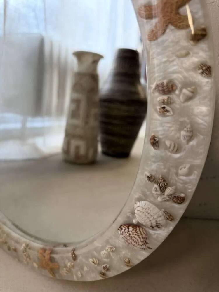Vintage shell mirror handmade from the 70s.