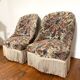Pair of antique tapestry toad armchairs