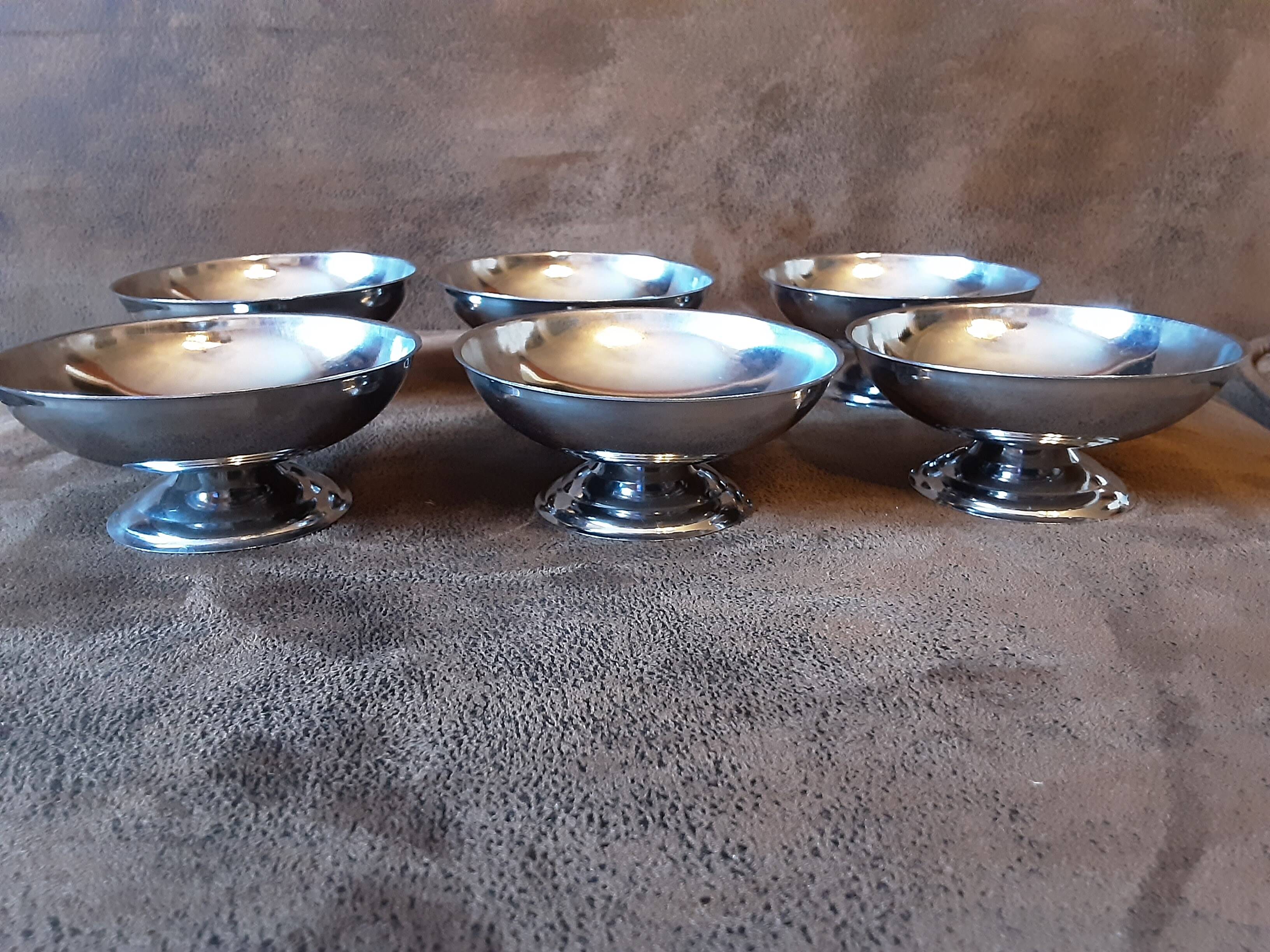 Lot de 6 coupelles sur pied inox