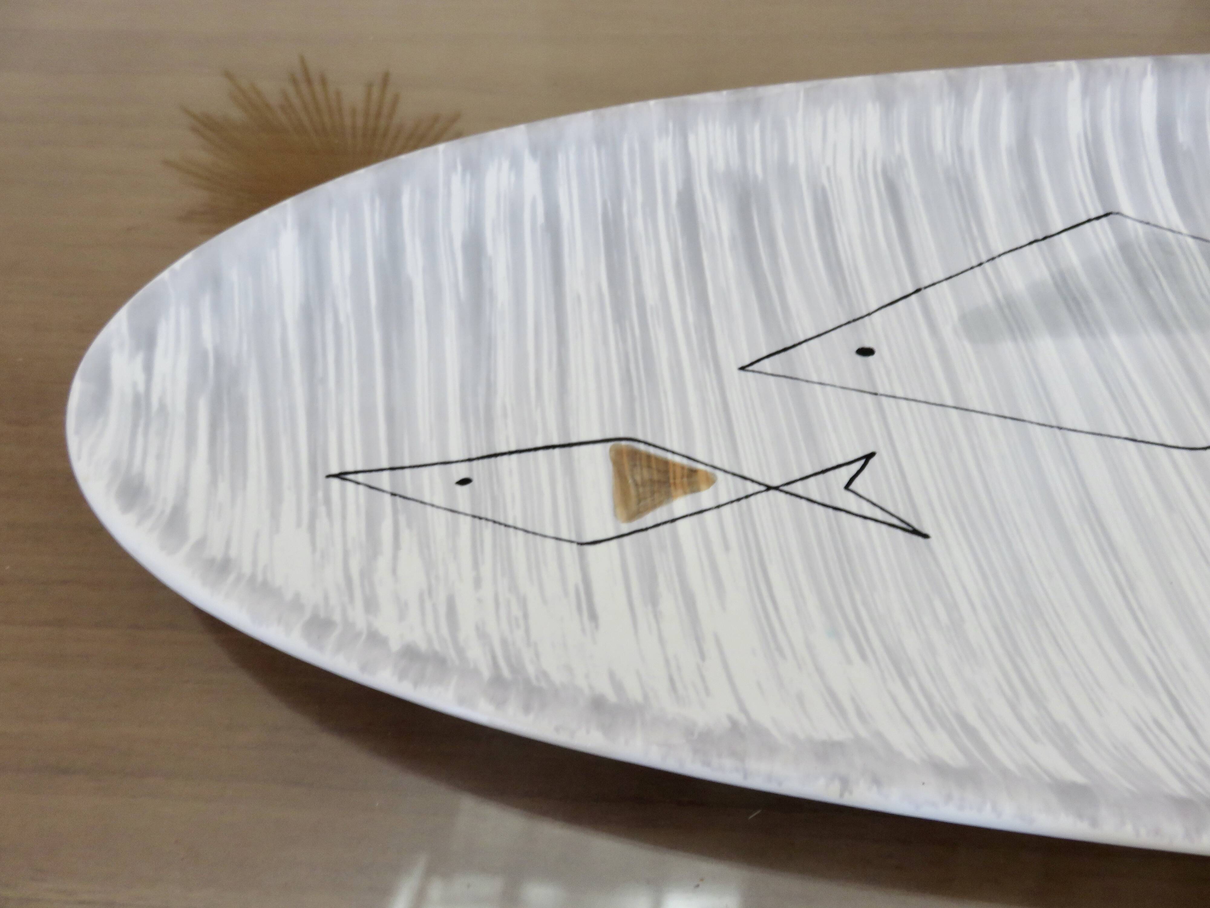 Free-form ceramic "fish" dish, modernist 1960