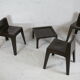 Ensemble ode 3 chaises et 1 table basse fibre de verre, couleur chocolat, France, cira 1970