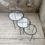 1950s metal and glass nesting coffee tables