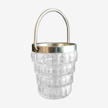 Art Deco ice bucket in vintage glass 3 Swiss Roubaix France