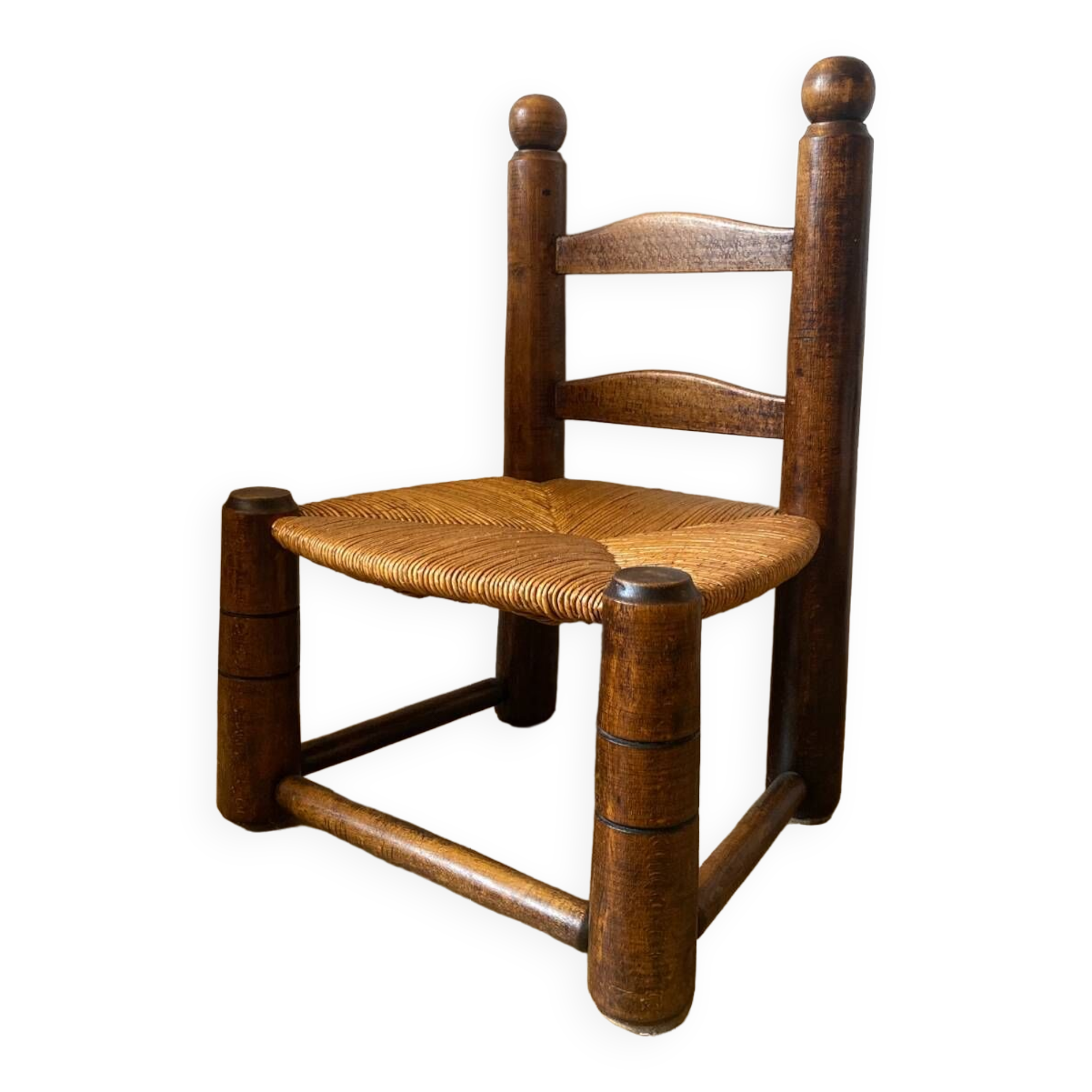 Brutalist straw low chair