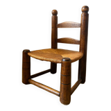 Brutalist straw low chair