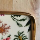 Vintage gold metal flowers tray