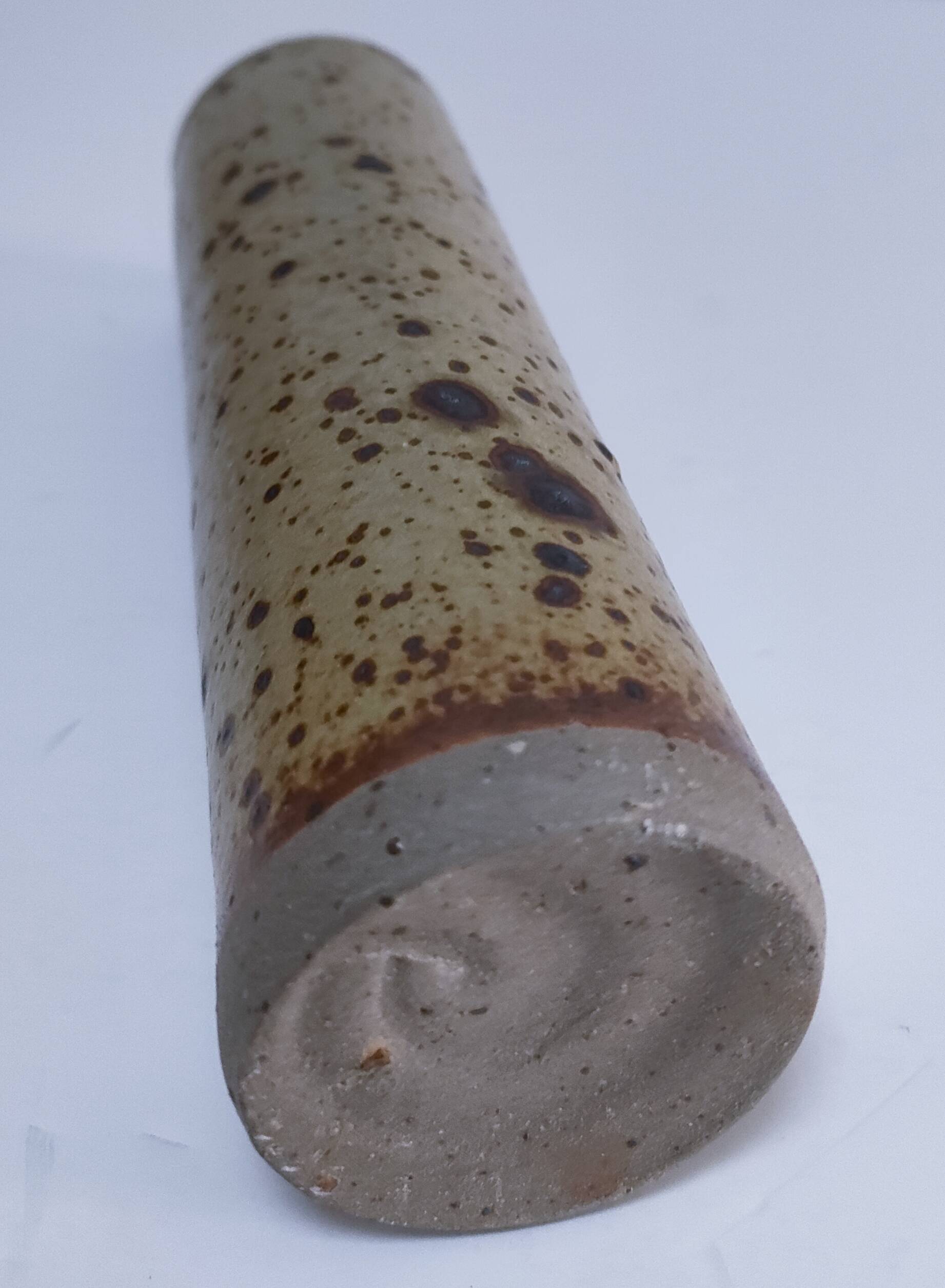 three vintage stoneware roller vases