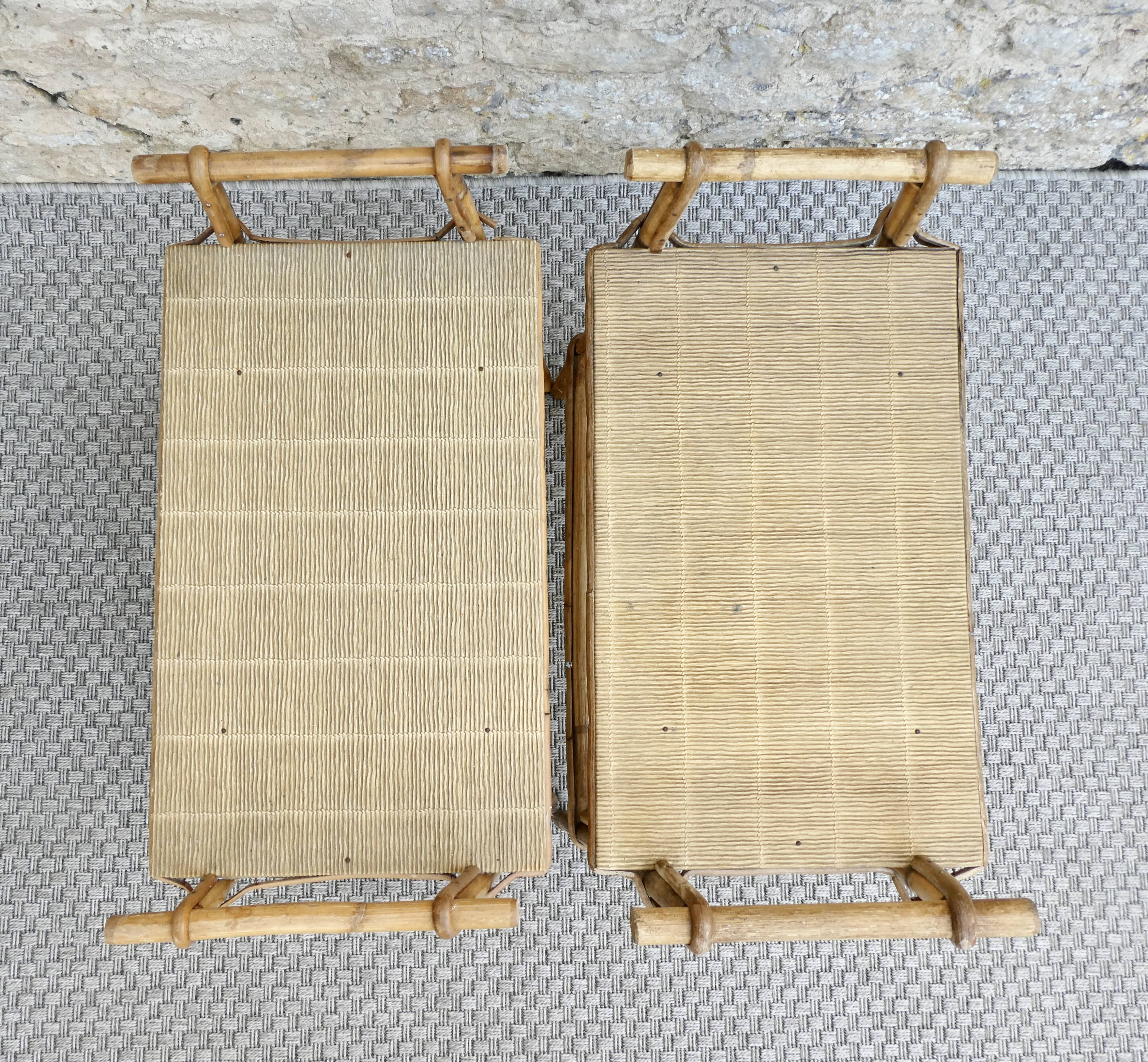 Pair of rattan bedside tables, 1960s-70s