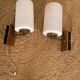 Pair of vintage teak and brass wall lights
