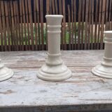 Set of 3 earthenware candlesticks from Villenauxe