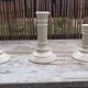Set of 3 earthenware candlesticks from Villenauxe