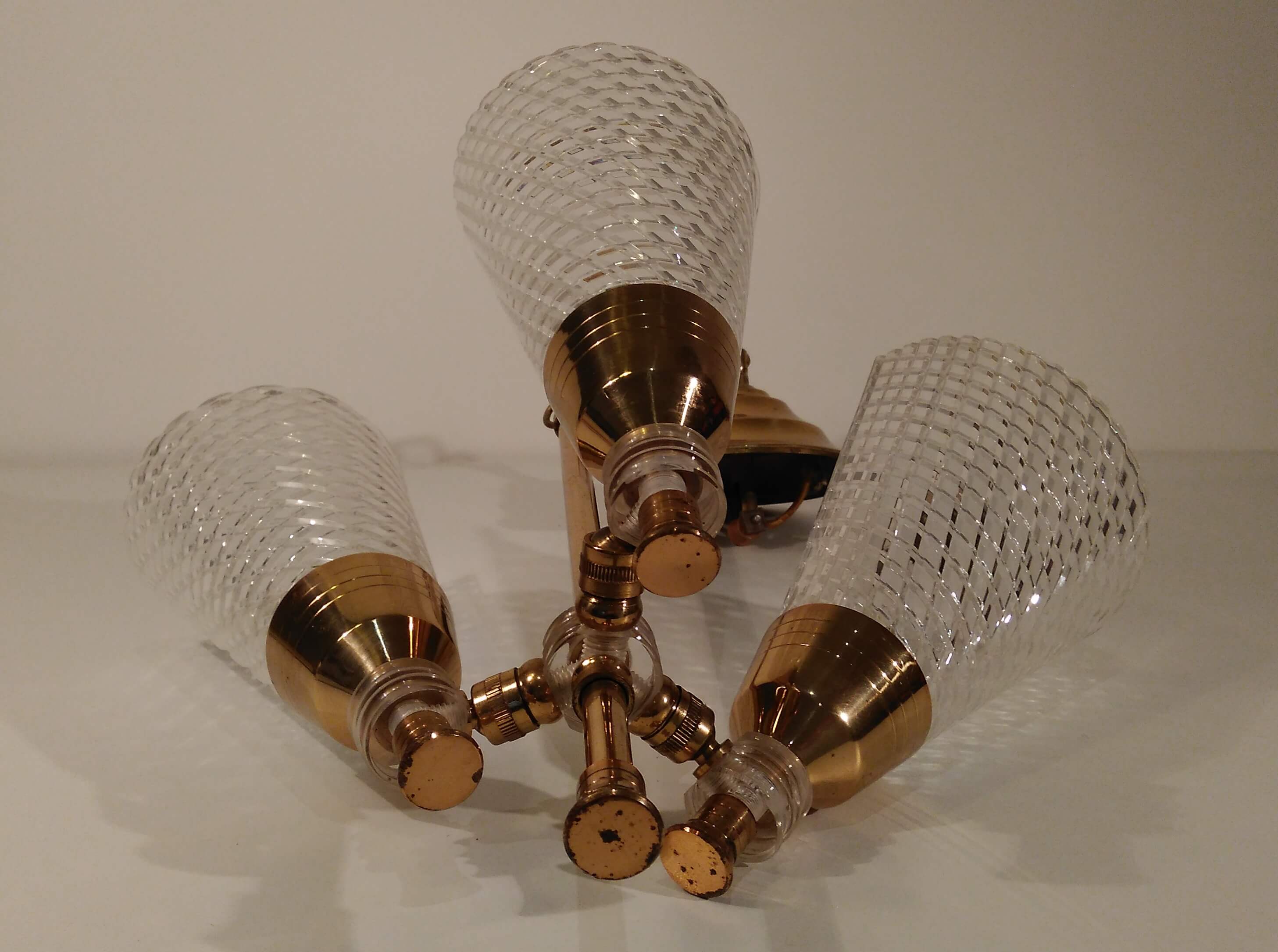 Lustre vintage 3 feux laiton