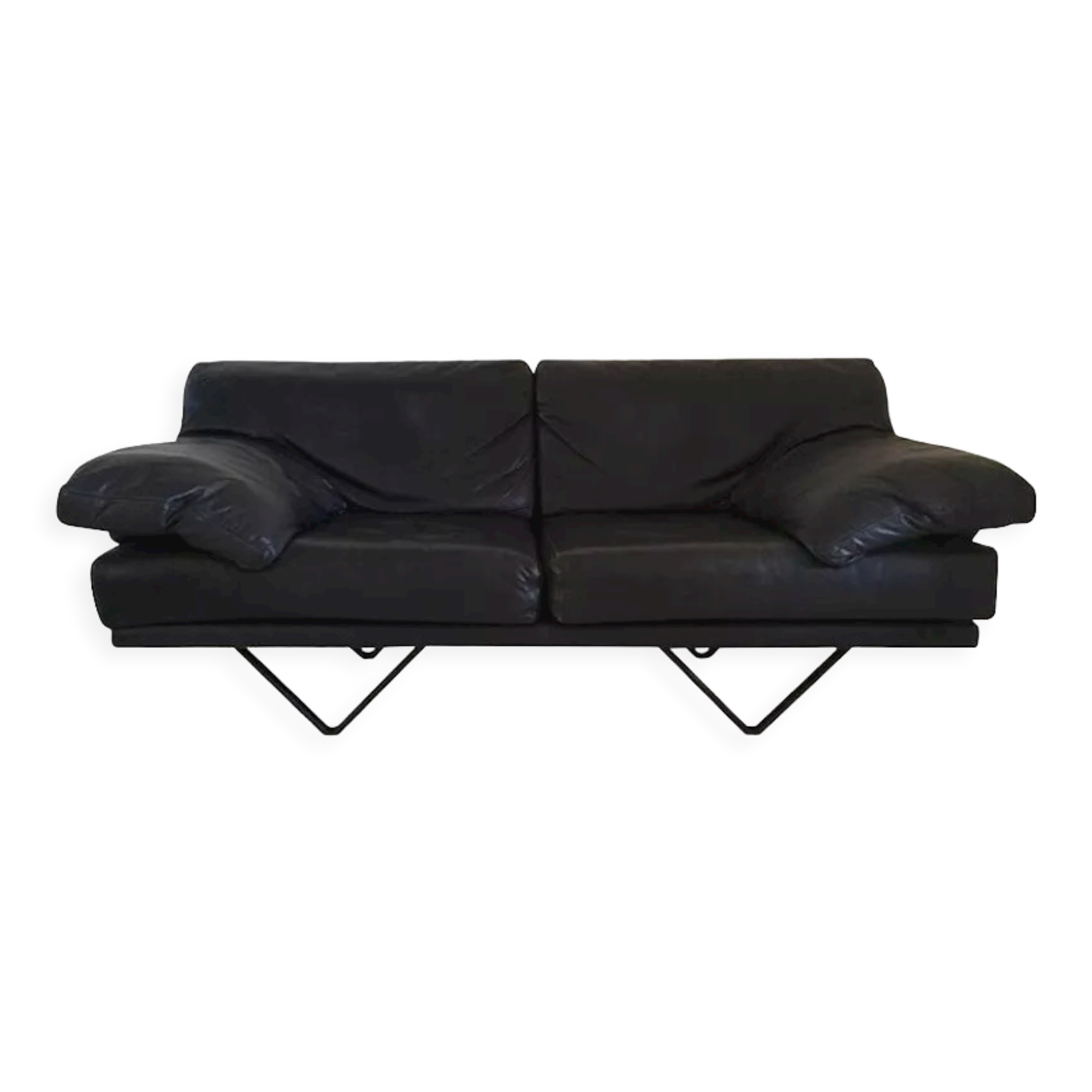 Durlet, Blue Leather Sofa, Model Cornelius, 1980s