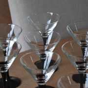 8 Vintage Black Stemmed Cocktail/Martini Glasses