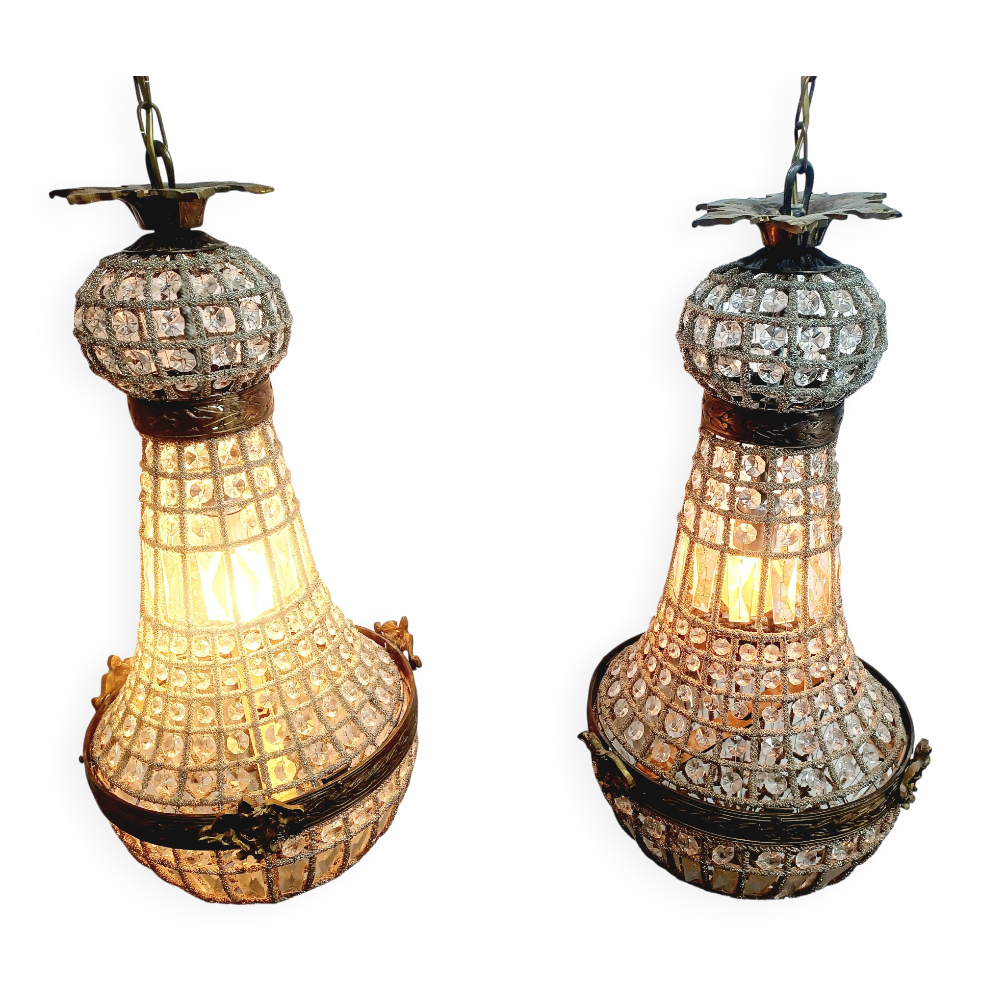 Pair of 1-Light Hot Air Balloon Chandeliers