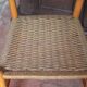 Pair of wooden chairs with vintage corded seats, vintage corded chair.