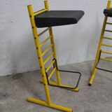 Paire de tabouret de bar italien ajustables jaune laqué et noir