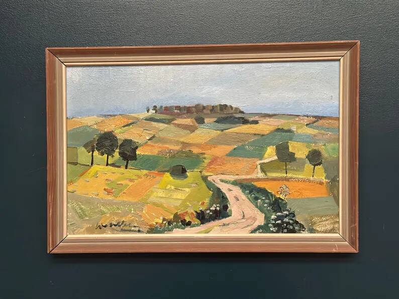Swedish Oil on Panel “Landscape” by Tage Gavik, Signed, Vintage & Framed