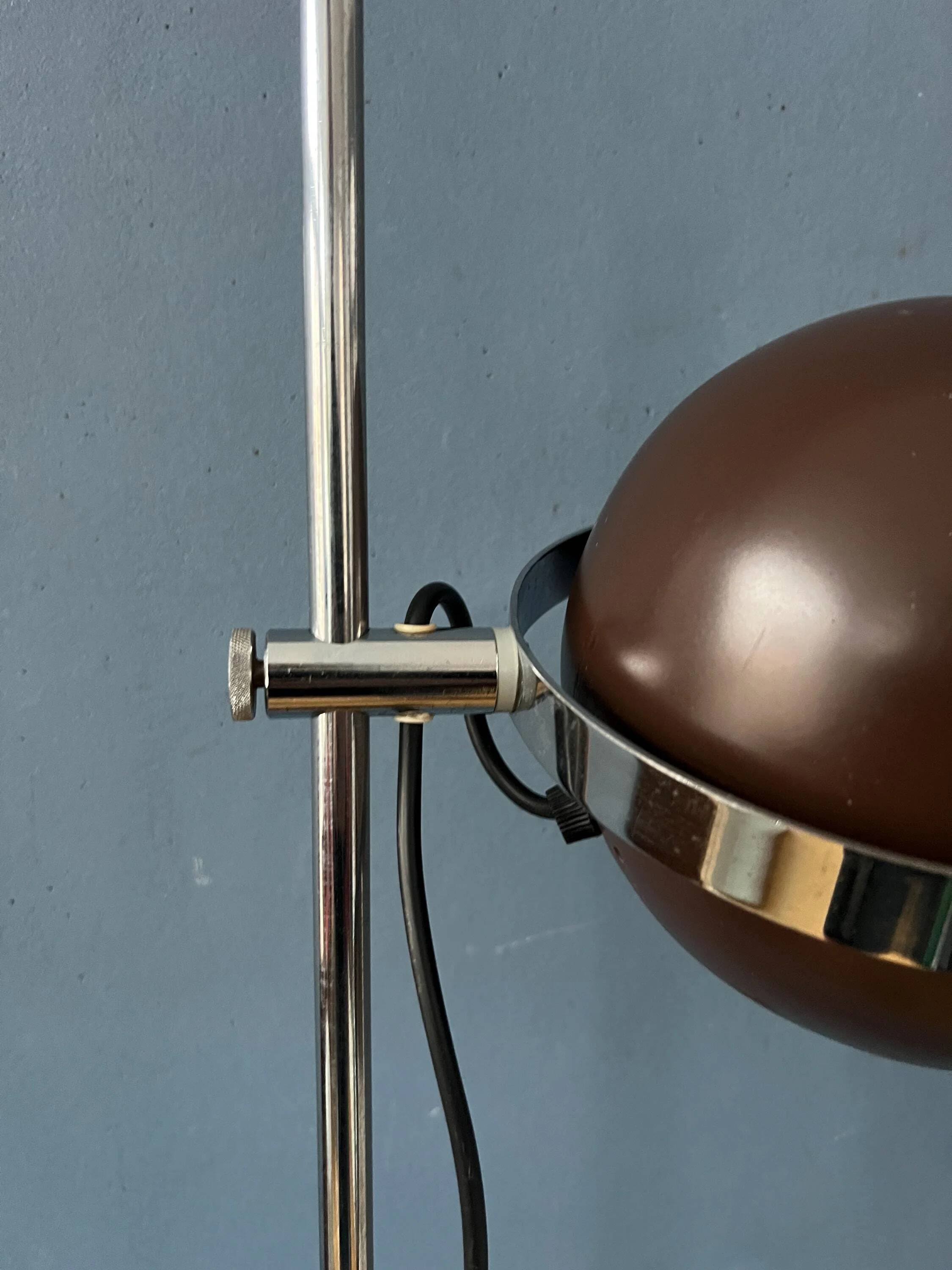 Space Age Mid-Century "eyeball" brown floor lamp