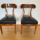 Set of Biedermeier Shovel Chairs in Walnut & Black Leather, Austria, 1820s