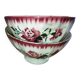 Bowls Faïencerie de Sarreguemines with rose decoration (the two red ones)