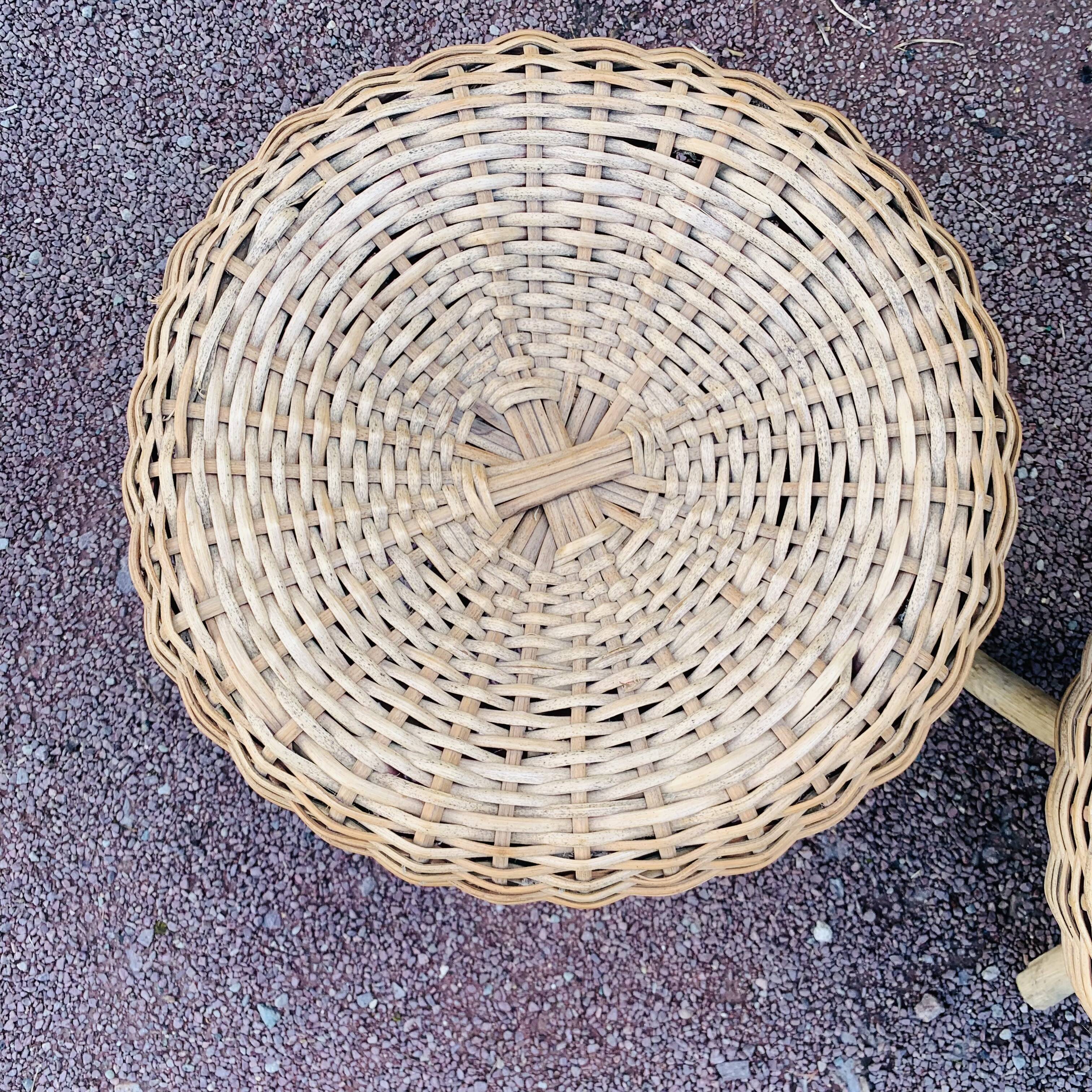 Pair of vintage wicker stools