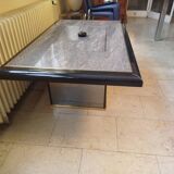 Transformable coffee table in marble and brass – fedam – italian design