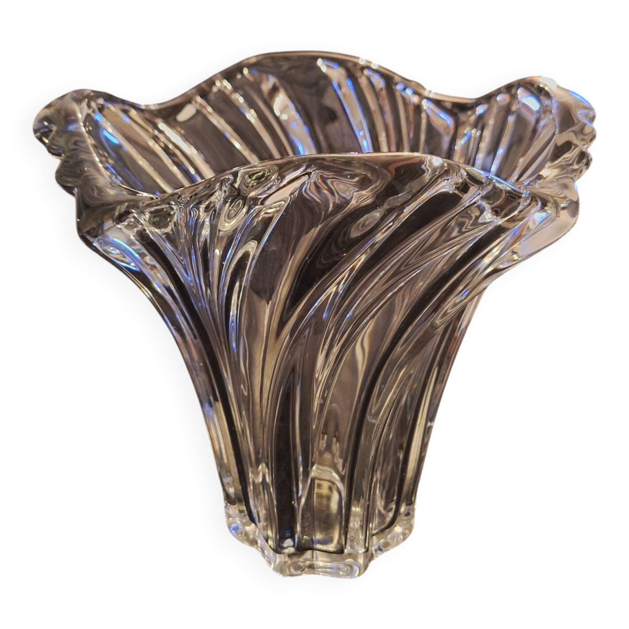 Transparent Art Deco crystal vase