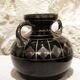 Black and silver glass vase signed hem, michel herman, circa 1930