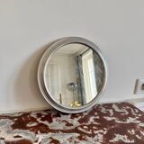 Round patinated mirror tray