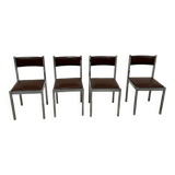 4 vintage leather/iron chairs