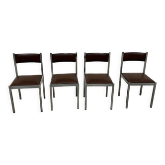 4 vintage leather/iron chairs