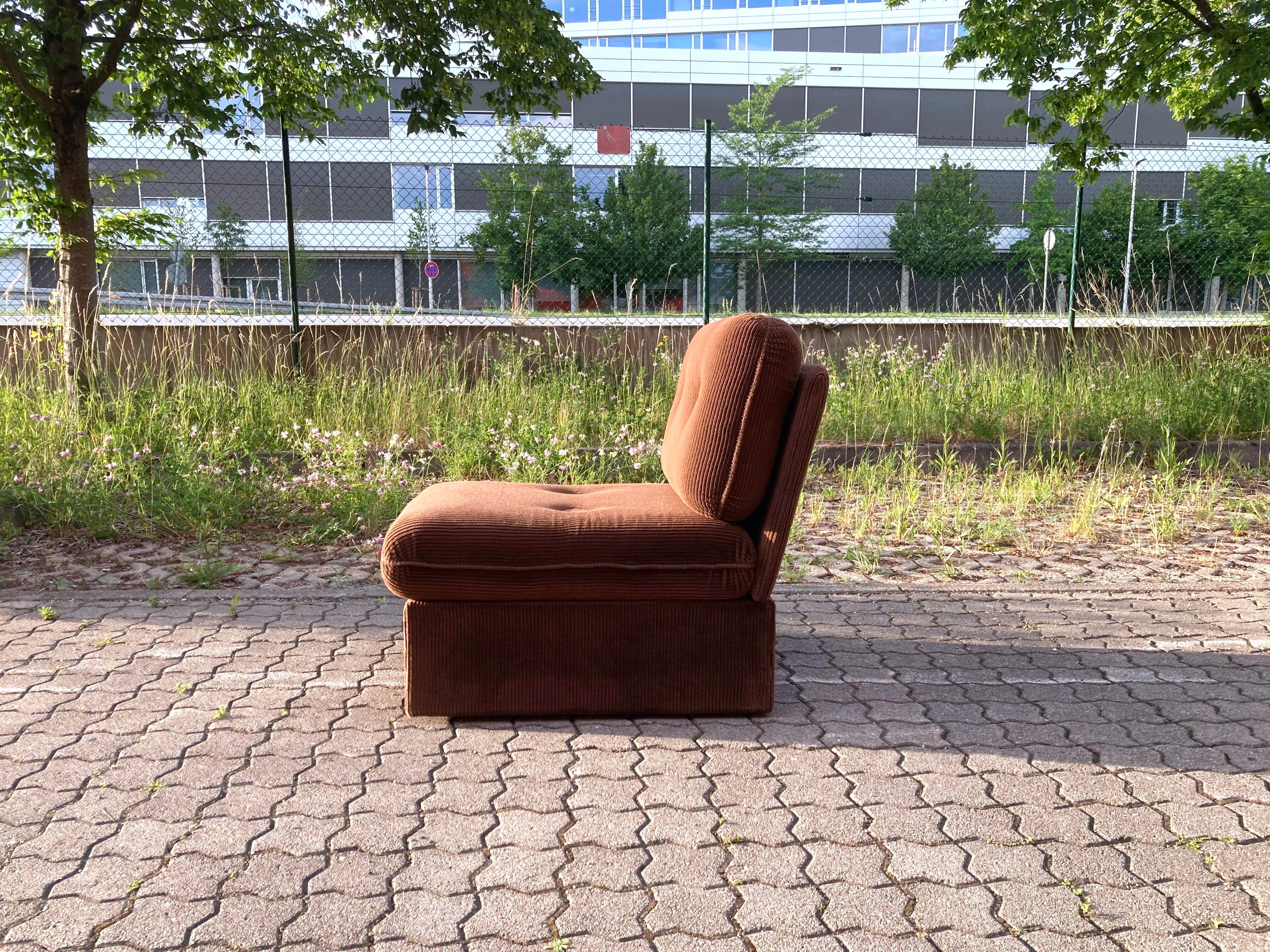 Vintage Modular Sofa in Brown Velvet Corduroy, 1970s