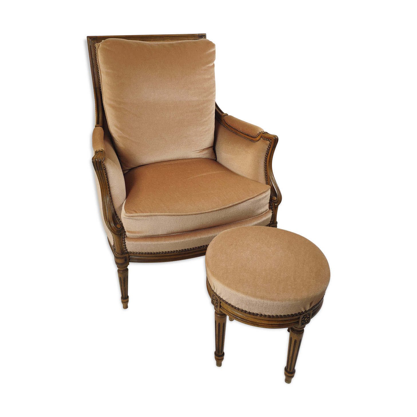 Louis XVI style armchair and pouf
