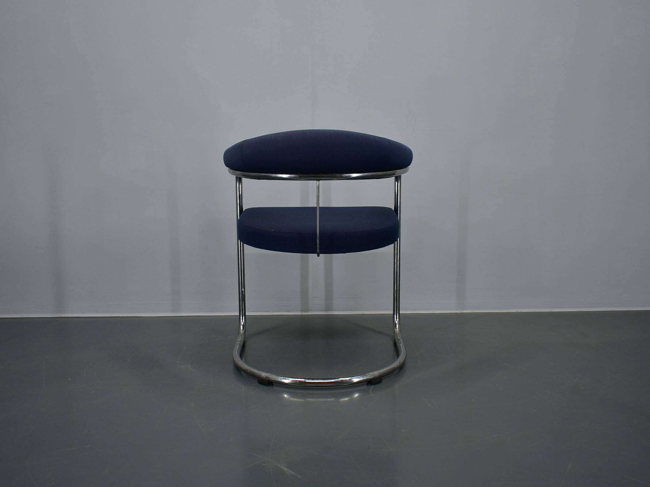 Anton Lorenz for Thonet "Ss33" chrome Armchair in blue fabric , 1970s