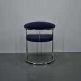 Anton Lorenz for Thonet "Ss33" chrome Armchair in blue fabric , 1970s