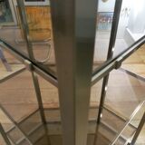 Angle shelf in chrome metal and smoked glass