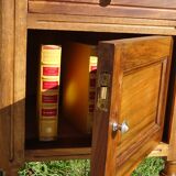 Antique Louis XVI style bedside table in walnut, with a marble top.