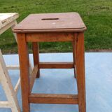2 wooden workshop stools