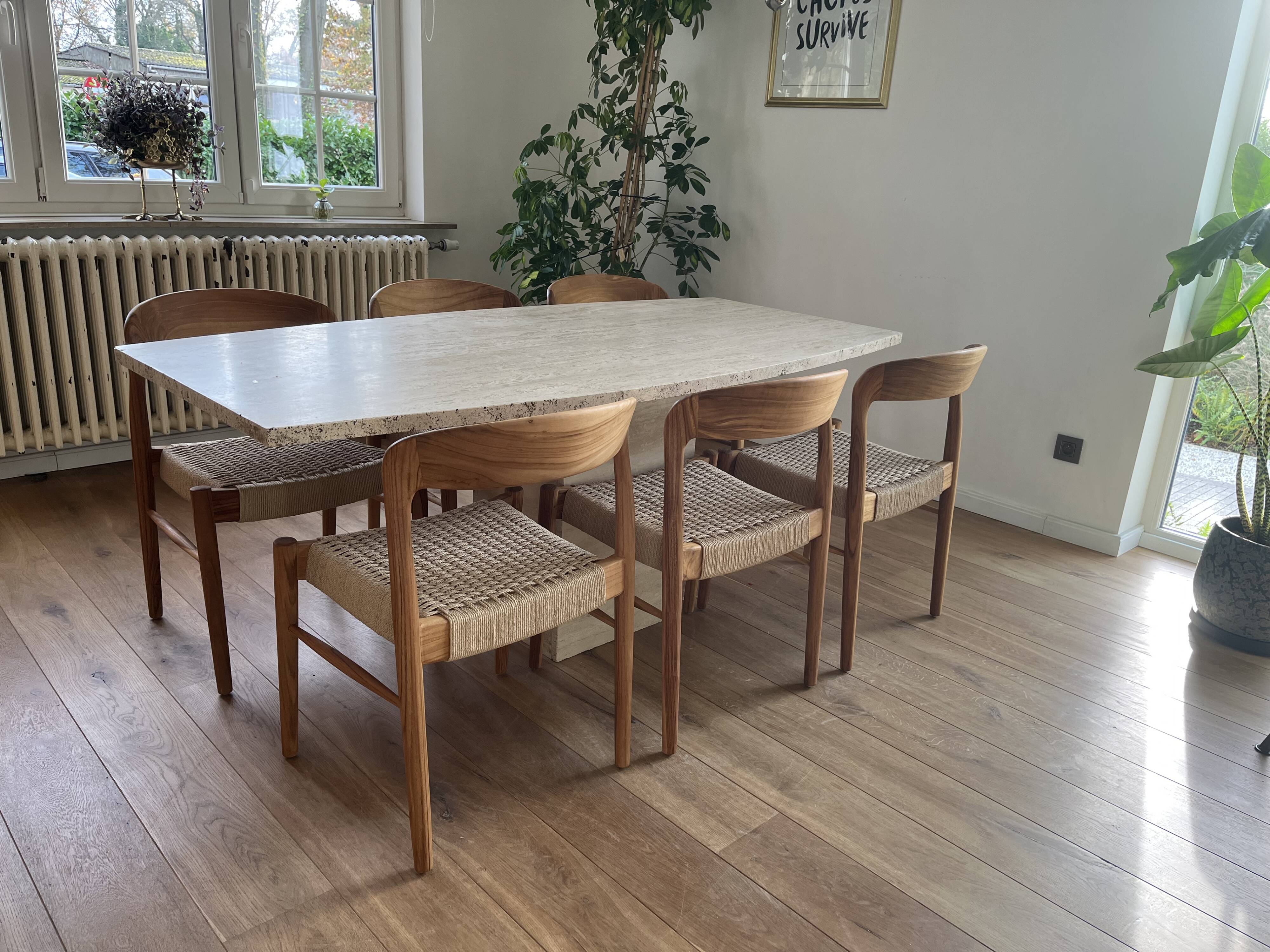 Teak and rope bistro chair