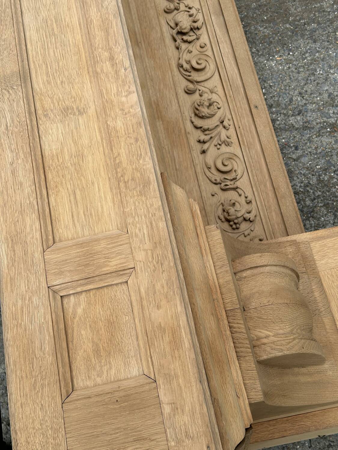Carved solid oak fireplace mantel