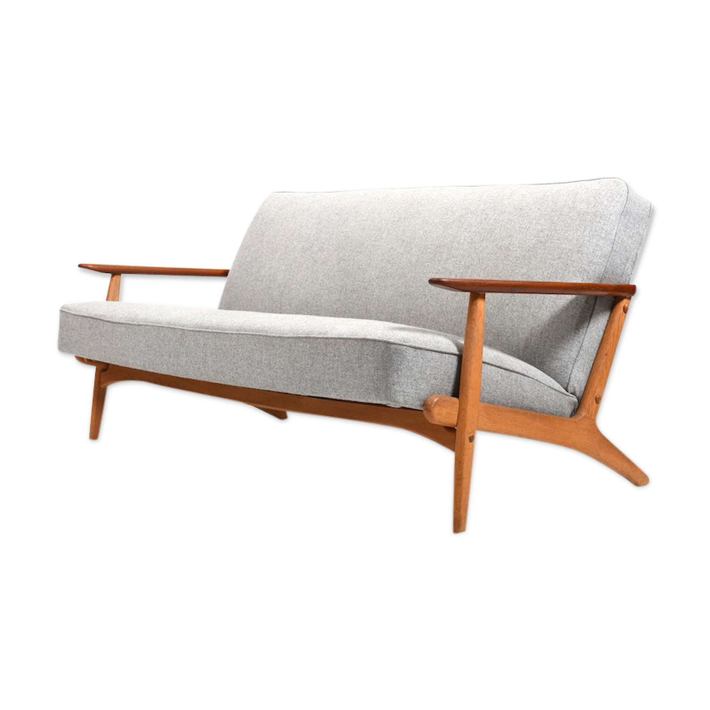 1950s danish 3-seater sofa in solid oak and teak