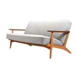 1950s danish 3-seater sofa in solid oak and teak
