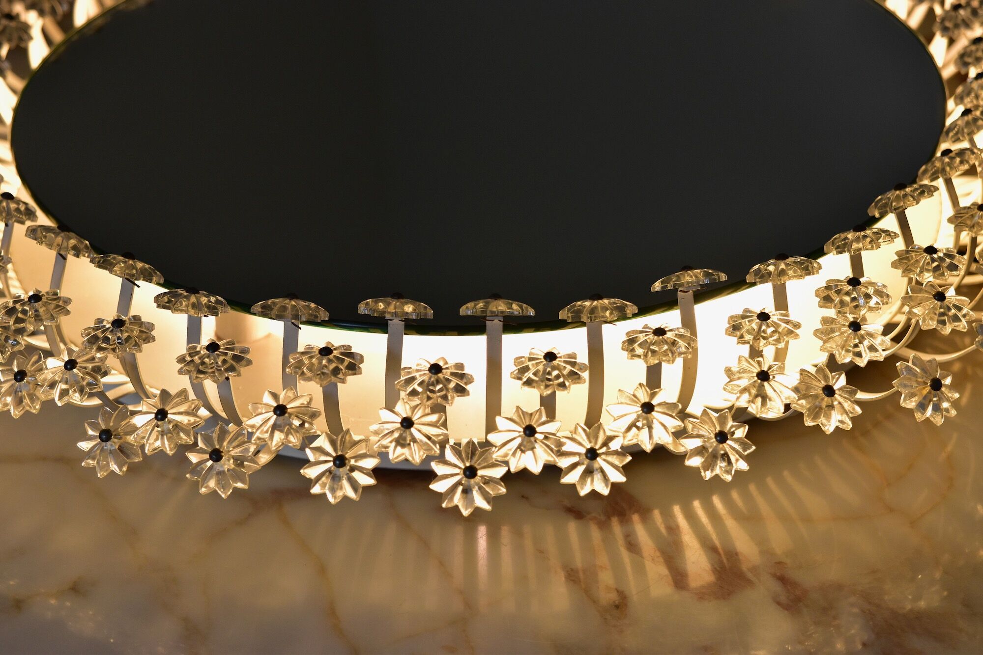 Round Backlit Mirror by Emil Stejnar for Rupert Nikoll Austria 1950s 58cm