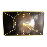 Vintage formica clock silent rectangular wall clock "Japy electric black yellow"
