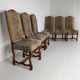 Beech Os De Mouton tapestry chairs (set of 6)