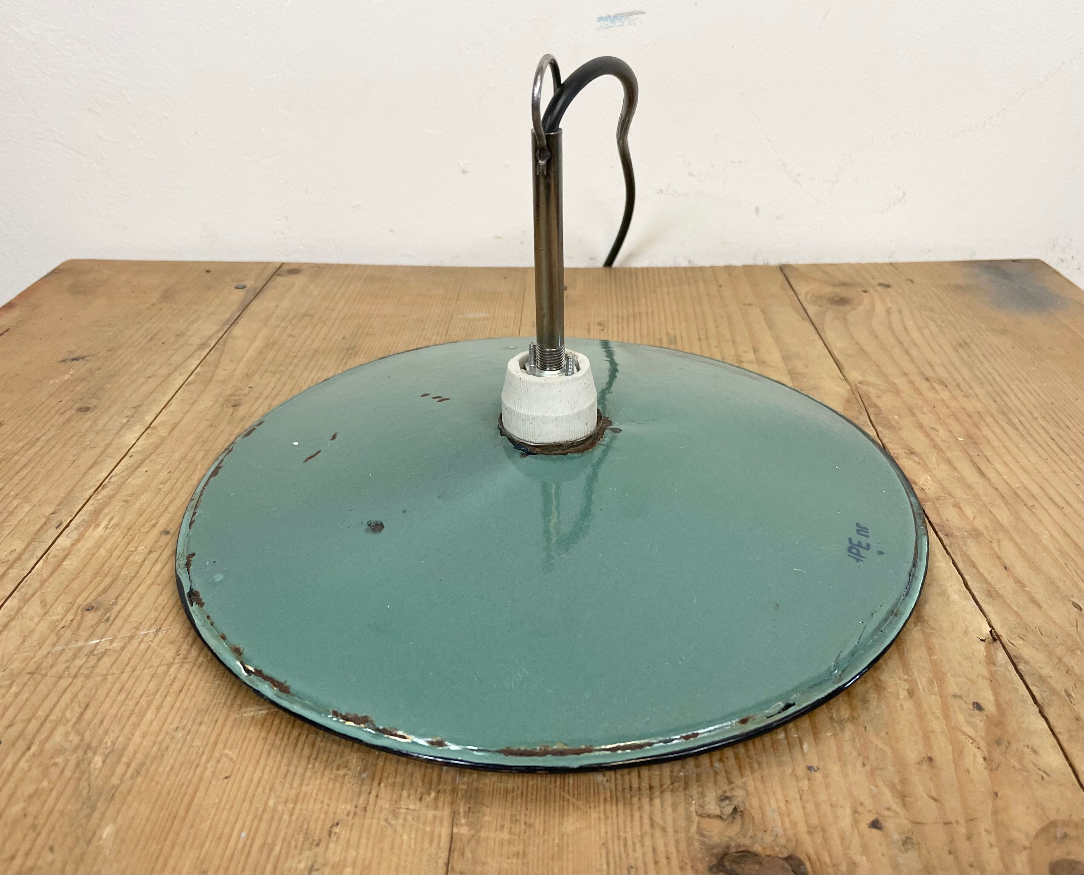 Industrial petrol enamel pendant light, 1970s