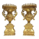 Rare pair of carved and gilded wooden vases, with a refined style inspired by the Empire.