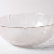 Salad Bowl Fleur, Vintage Decorative Clear Large Fruit Glass Bowl / Arcoroc