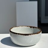 Small white glazed ceramic bowl black edges